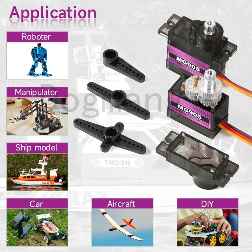MG90S Servo 1/2/4/10/20/50 Pcs All Metal Gear 9g SG90 Upgraded Version For Helicopter Boat Car Mini Servos for Arduino Project - 6