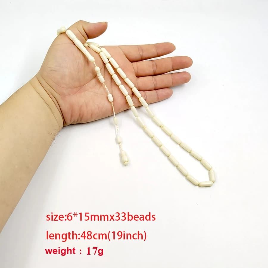 سبحة مسبحة 33 حبة لون عاجي هدية عيد رمضان إكسسوارات يدوية موضة عربية - 6