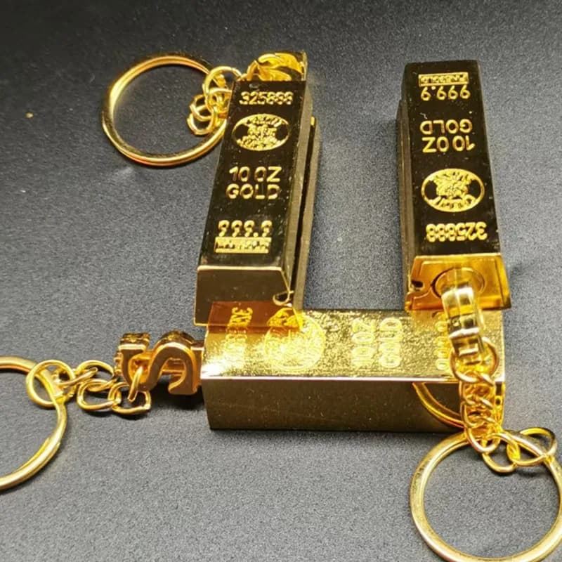 New Gold Bar Design Metal Pendant Lighter Open Flame Smoking Accessory for Outdoor Adventure Small Portable Lighting Tool - 3