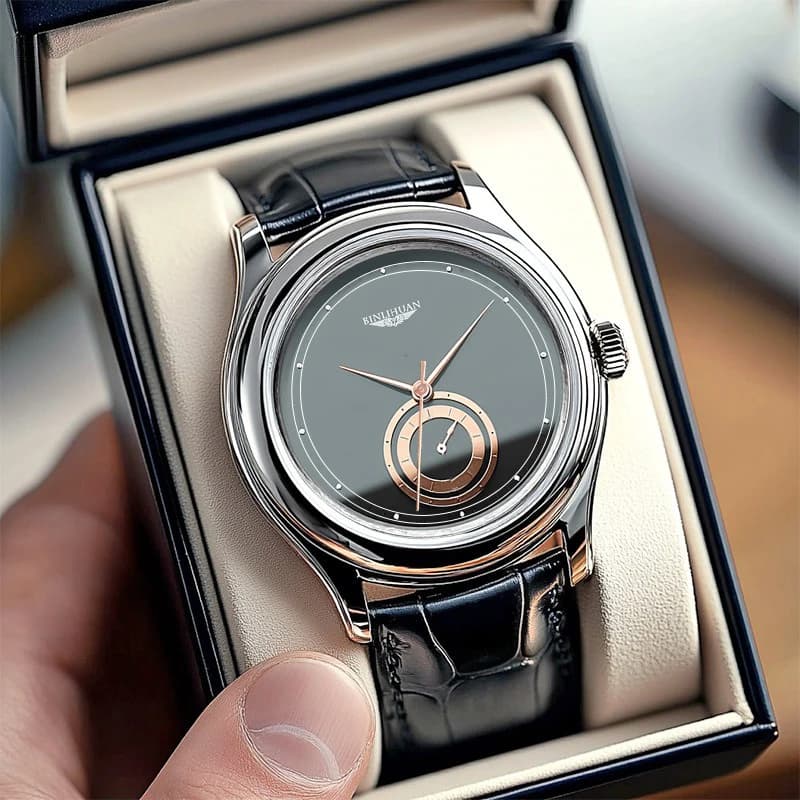 ساعات كوارتز تناظرية جلد أسود موضة رجالية هدية يومية لعيد الحب هدية تخرج للمدرسة