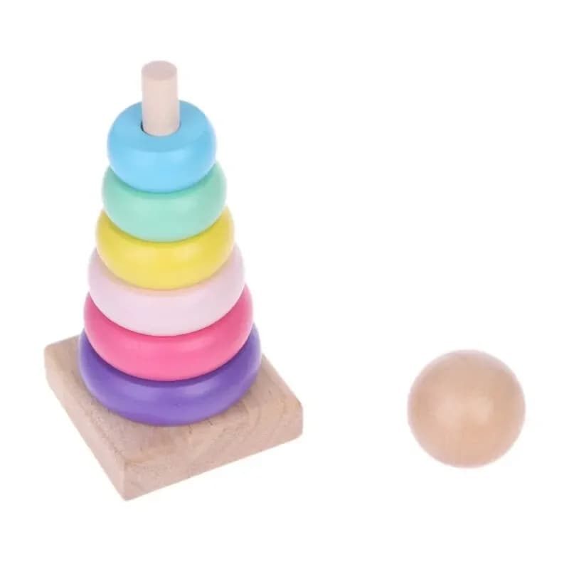 Wooden Macaroon Tower Children Puzzle Toys Montessori Educational Supplies Size Color Recognition Birthday Gifts for Kids TMZ - 6