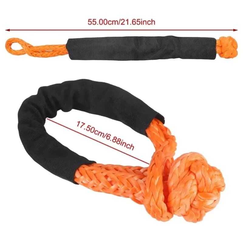 Synthetic Fiber Soft Shackle for Vehicle Recovery Off Road Towing Ropes Car Trailer Pull Rope with Protective Sleeve 38000 Lbs - 3