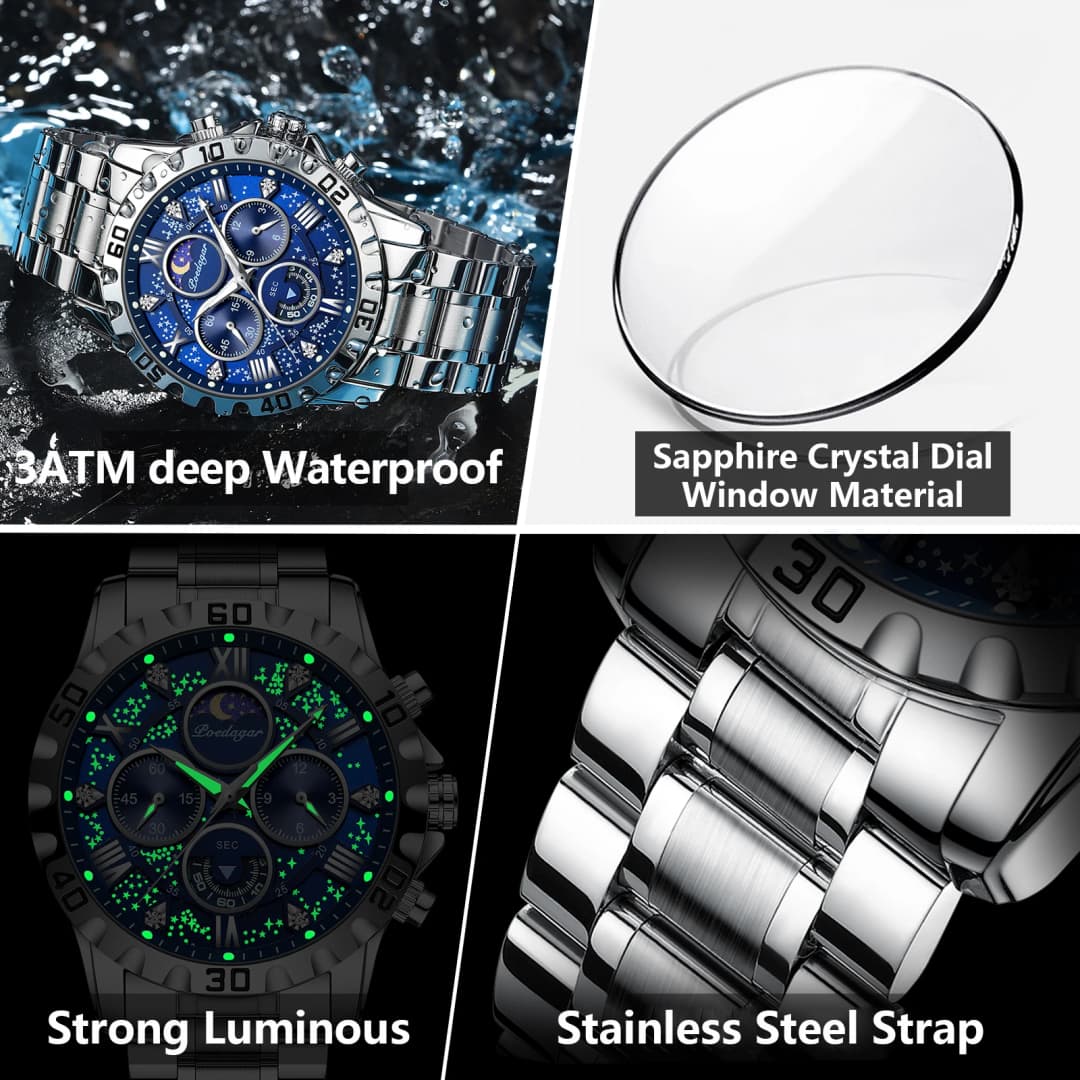 POEDAGAR Luxury Fashion Man Watch Waterproof Luminous Chronograph Men Watch Stainless Steel Sports Military Quartz Men's Watches - 4