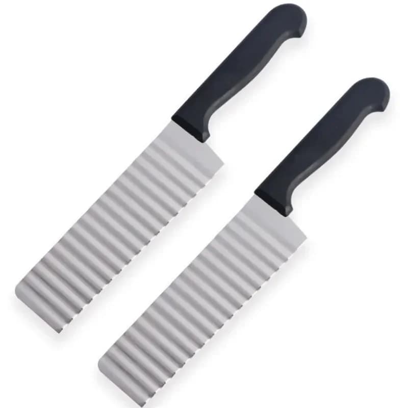 Stainless Steel Potato Chip Long Slicer Dough Vegetable Fruit Crinkle Wavy Slicer Knife Potato Cutter Chopper French Fry Maker - 4