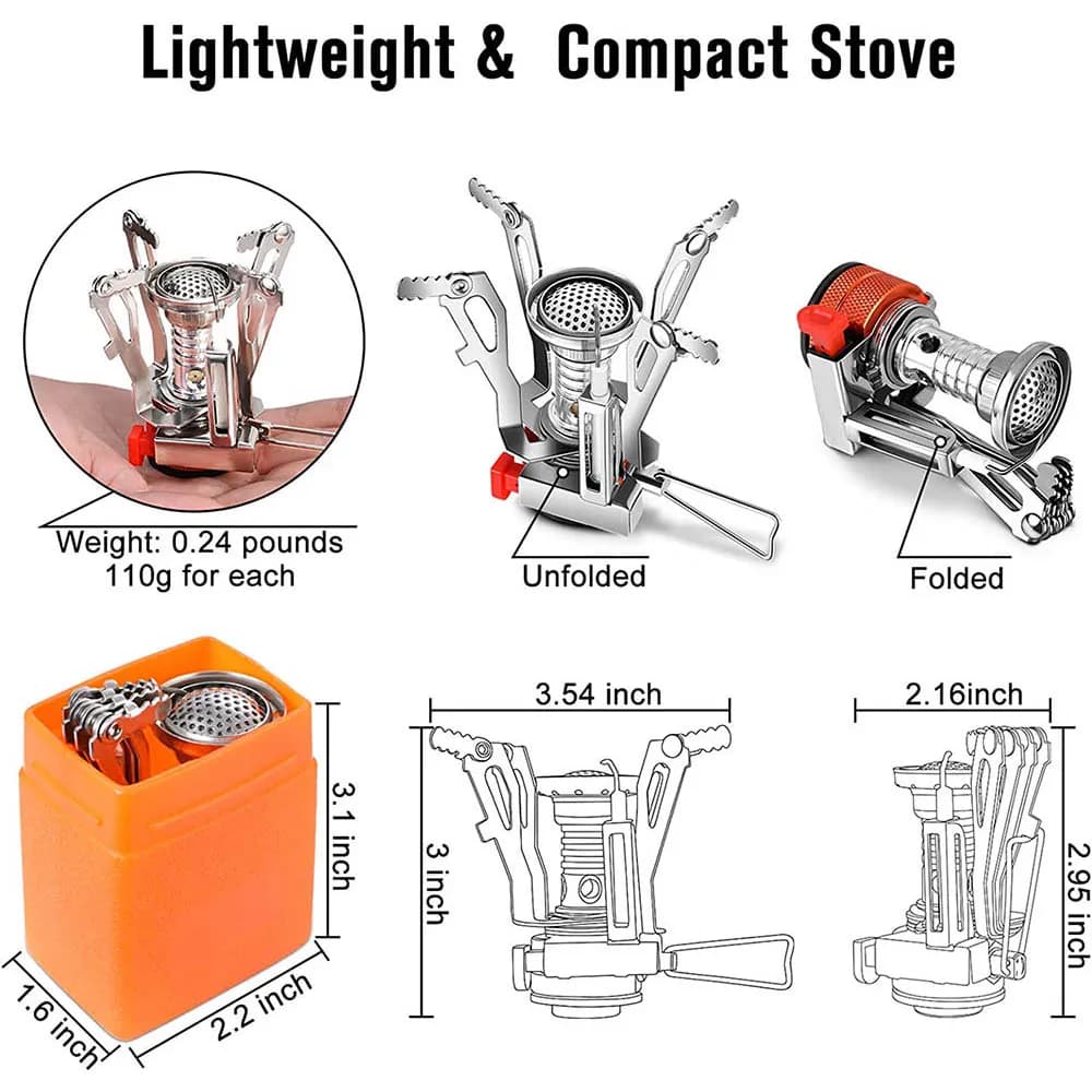 Portable Outdoor Camping Stoves Backpacking Gas Stove with Piezo Ignition Stable Support Wind-Resistance Camp Stove for Cooking - 2