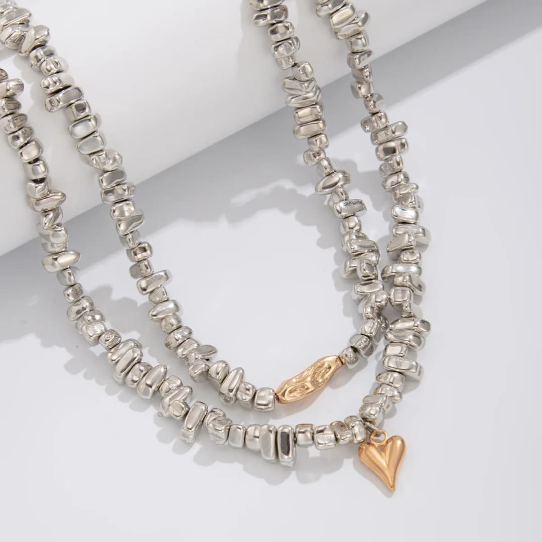 قلادة على شكل قلب بسيطة رترو 2025 متعددة الطبقات حلوة إبداعية غير منتظمة على شكل خيط أسلوب فتاة موضة مجوهرات عيد ميلاد - 6