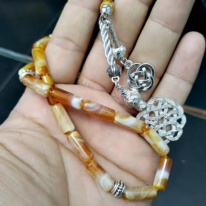 تسبيح راتنج أصفر تركي موضة سوار إكسسوارات إسلامية سبحة صلاة هدية عيد مصباح - 2