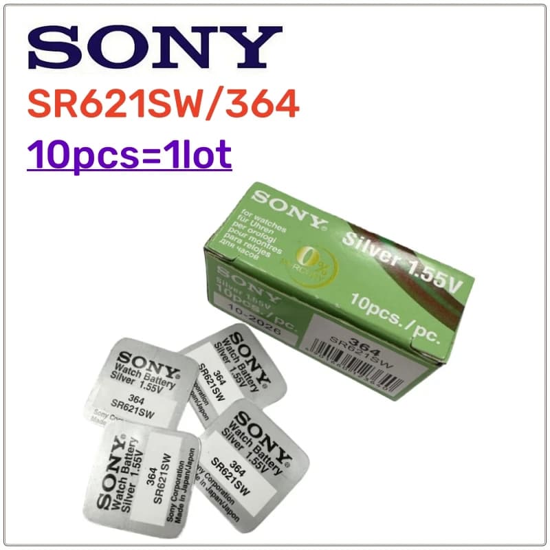 10 قطع بطارية SONY الأصلية 364 SR621SW AG1 LR621 364 164 531 SR621 SR60 CX60 بطارية زر للساعات والألعاب والريموت