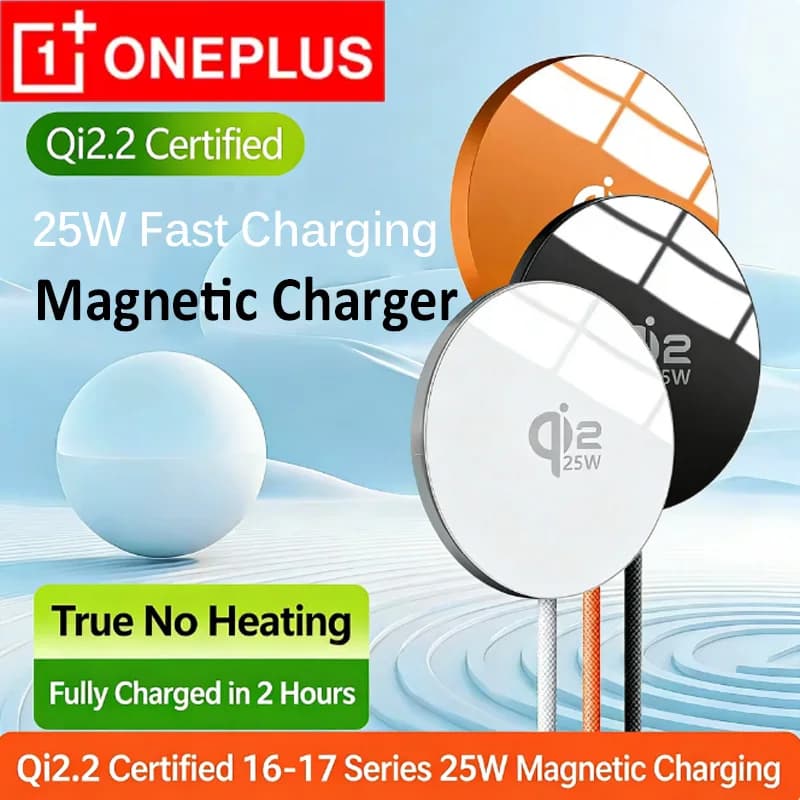 OnePlus  Qi2.2 Magnetic Charger For Magsafe 25W Wireless Fast Charging For iPhone 17 16 15 14 13 12 Pro Max Samsung S25 S23 S22