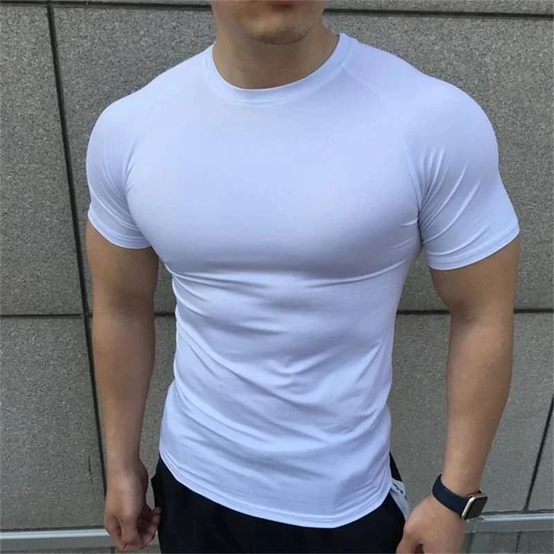 2024 New Men Summer Short Sleeve Fitness Shirt Running Sport Gym Compression T Shirt Workout Casual Elastic Force Tops Clothing - 5