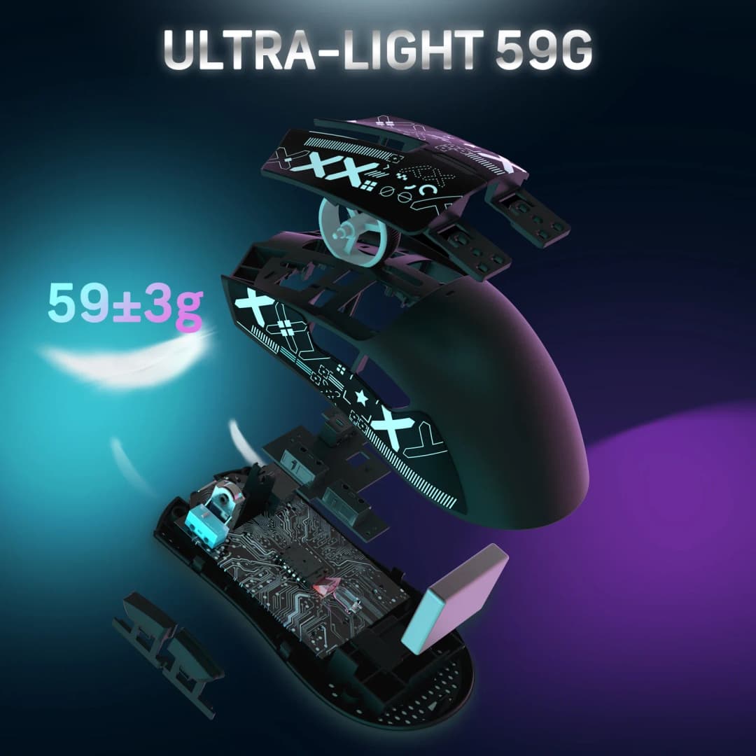 أتراك شاركس X11 بيكس آرت PAW3311 ماوس ألعاب لاسلكي ثلاثي الأوضاع مع جهاز شحن، مستشعر ألعاب، ماوس لاسلكي بلوتوث/2.4 جيجاهرتز - 5