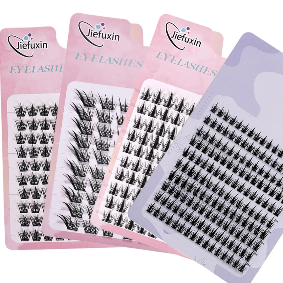 رموش Jiefuxin DIY رموش عين الثعلب مانجا رموش اصطناعية سعة كبيرة مدببة سميكة مقسمة تمديدات رموش عنقودية فردية