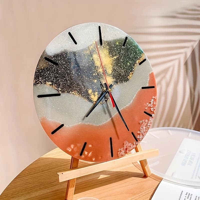 قالب ساعة كبير من الراتنج، قالب سيليكون دائري للساعة، قالب إيبوكسي مع مؤشر لصنع المجوهرات يدويًا - 5