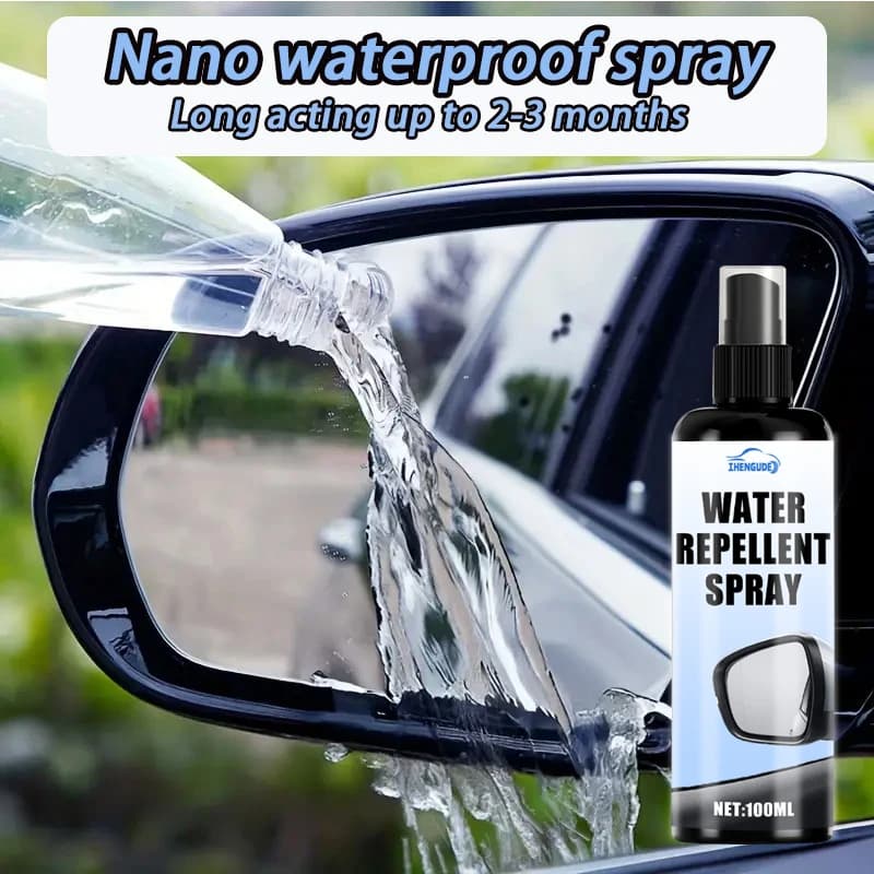 رذاذ مقاوم للماء لزجاج السيارة، طلاء مقاوم للمطر، فيلم واقي من الشمس للزجاج الأمامي، ملمع لامع، يعزز الأداء المقاوم للماء، يحسن الرؤية
