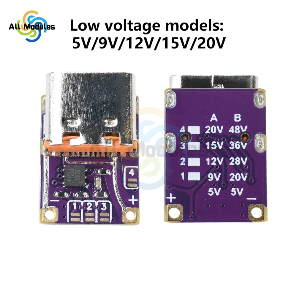 وحدة شحن سريع PD QC نوع-C وحدة تحفيز شحن سريع 5V-20V/20V-48V إخراج لبنك طاقة DIY - 2