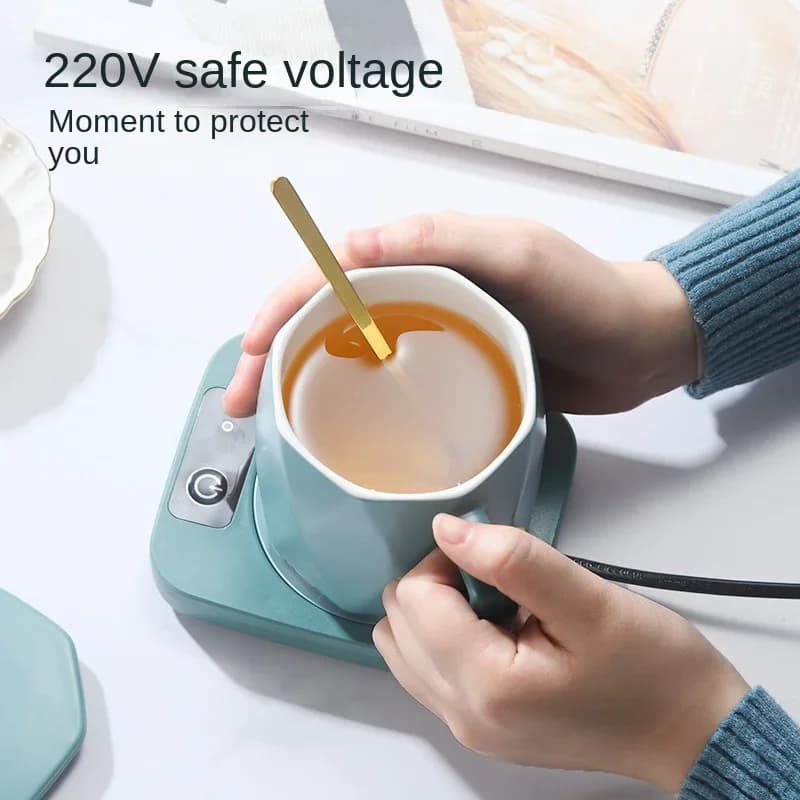 Smart Constant - Temp Cup Warmer, 55℃ Metal Panel, Multi - Mug Compatible, 16W Low - Power, Office/Home Heating Mat US/EU - 2