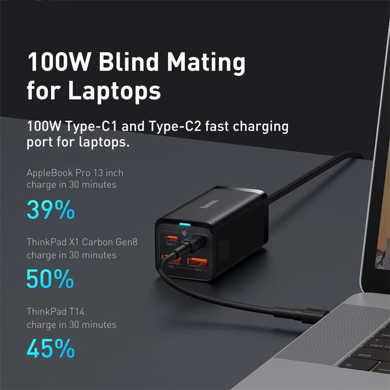 Baseus 100W 65W GaN Charger Desktop Laptop Fast Charger 4 in 1 Adapter For iPhone 17 16 15 14 13 Pro Max Phone Charger Samsung - 4