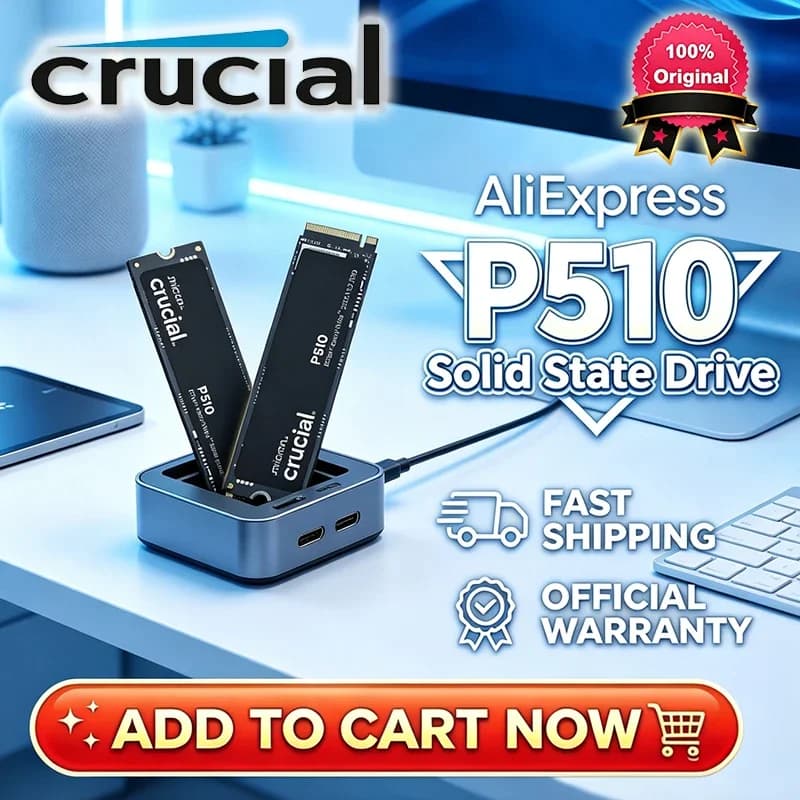 قرص صلب داخلي من نوع SSD طراز Crucial P510 بسعة 1 تيرابايت و2 تيرابايت، NVMe، PCIe 5.0، M.2 2280، متوافق مع أجهزة الكمبيوتر المحمولة والمكتبية (حزمة OEM)