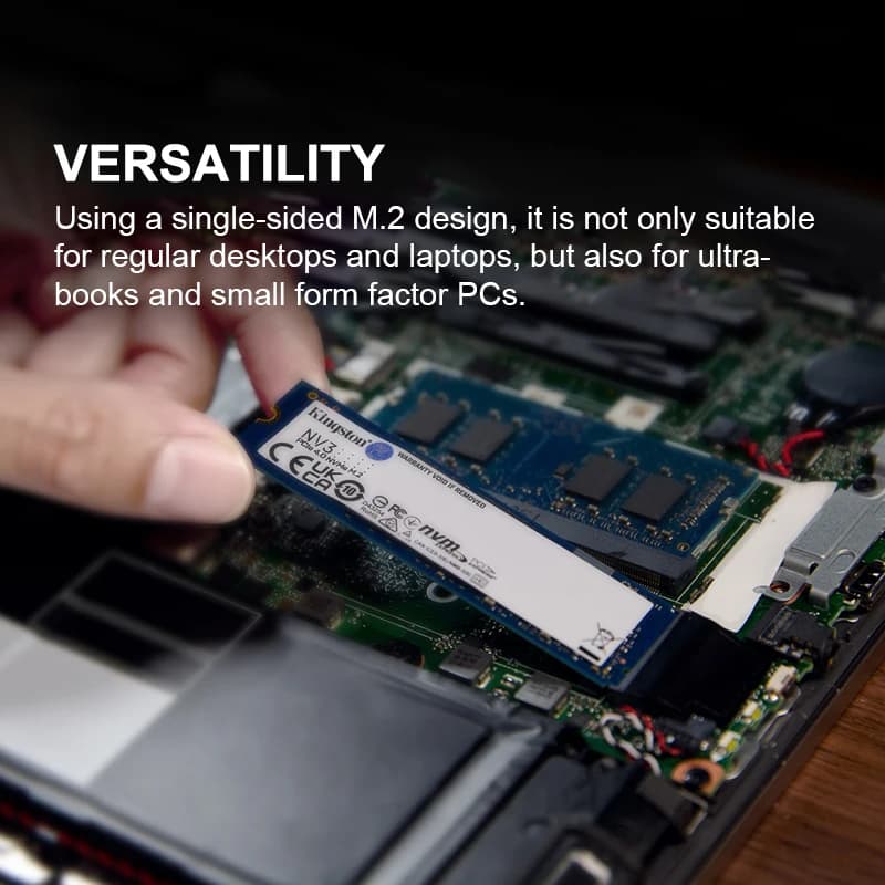 قرص صلب Kingston NV3 SSD بسعة 500 جيجا بايت و1 تيرا بايت و2 تيرا بايت، PCIe 4.0 من الجيل الرابع، سرعة تصل إلى 6000 ميجا بايت/ثانية، M.2 2280 NVMe، متوافق مع أجهزة الكمبيوتر - 4
