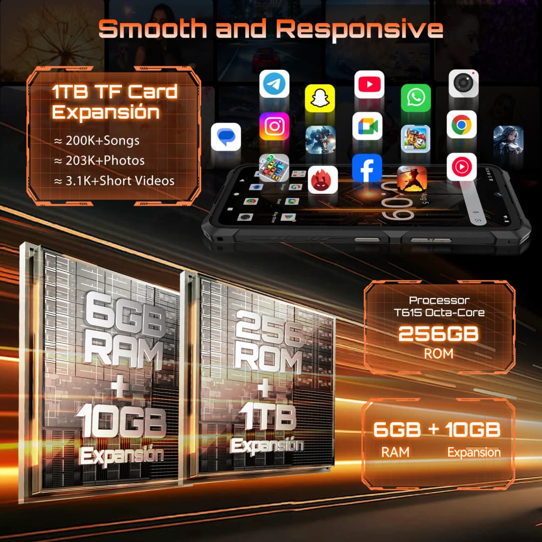 Thin Rugged Smartphone Android 15 Cubot KingKong ES 3, 10200mAh Battery, 16GB RAM(6+10), 256GB ROM, 6.745-Inch 120Hz Screen, NFC - 4