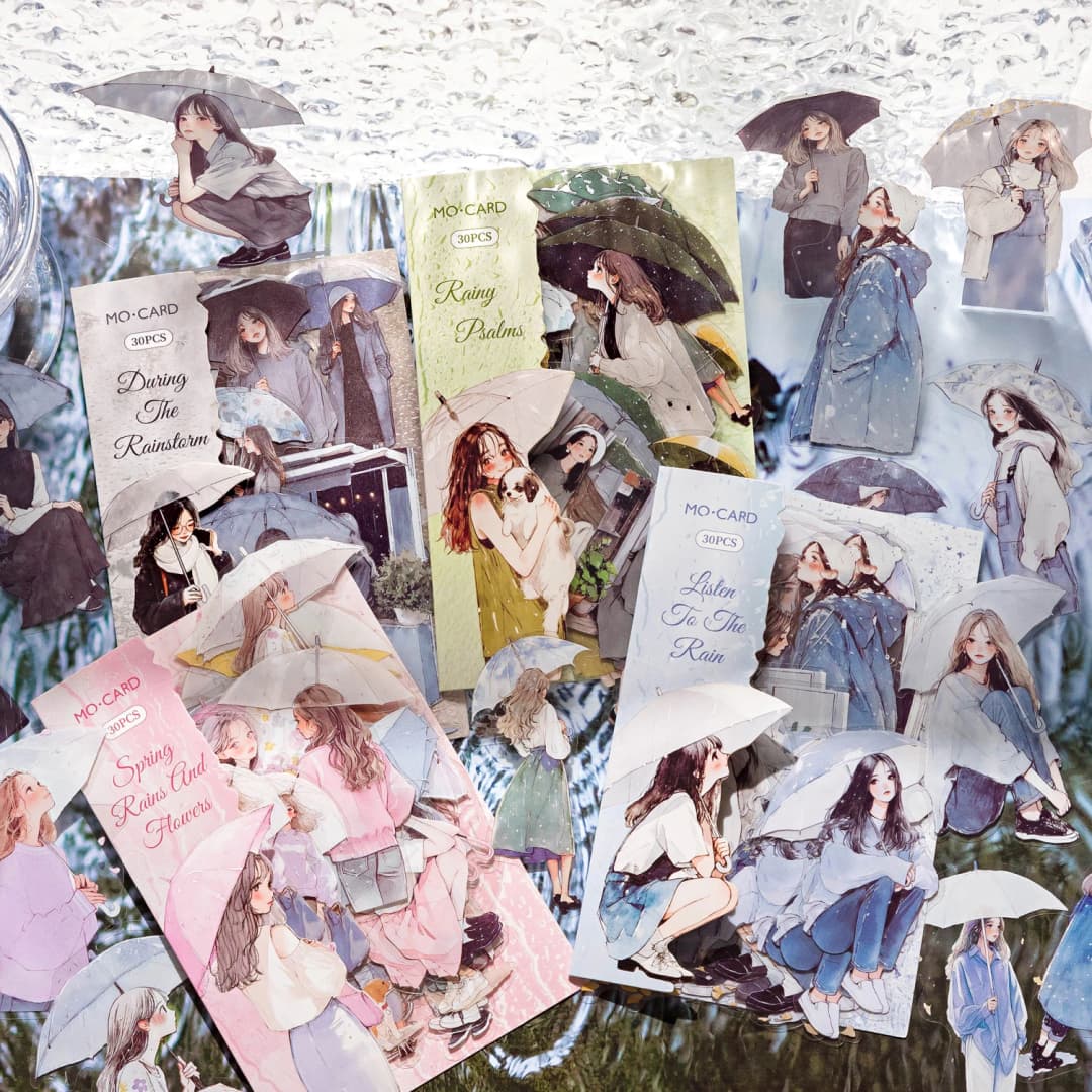 60 قطعة/الحقيبة المطر مقدمة سلسلة PET الحبر الأبيض ملصق حزمة DIY كتيب سكرابوكينغ ملصقات القرطاسية ملصقات - 6