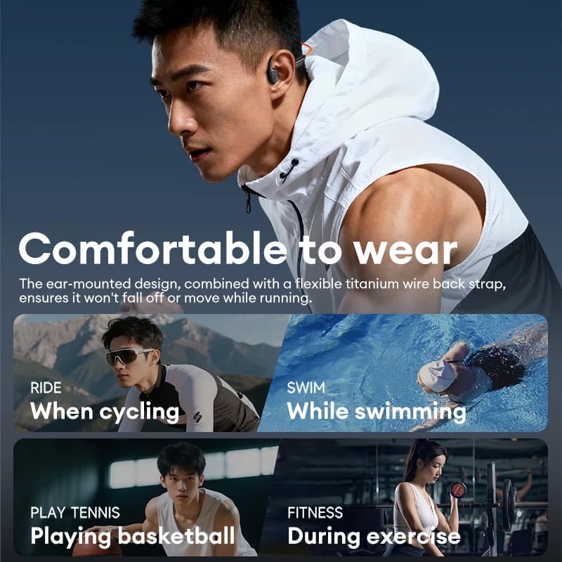 Lenovo S106 IPX8 Waterproof Bone Conduction Earphone Bluetooth 6.0 Headphone MP3 Built-in 32GB Memory Wireless Sport Headset Mic - 3