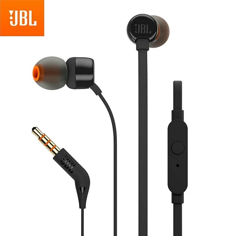 Genuine JBL T110 Wired Headphones In-Ear Earbuds With Remote Mic Heavy Bass Clear Sound For Phones Daily  cable saver 0.3m cable - 4