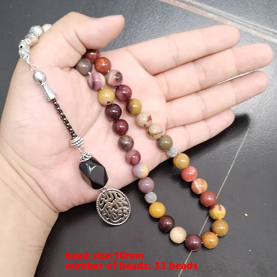Tasbih Natural Mookaite Stone Round prayer Beads Bracelet Strand Ramadan eid gift turkish accessories on hand - 3