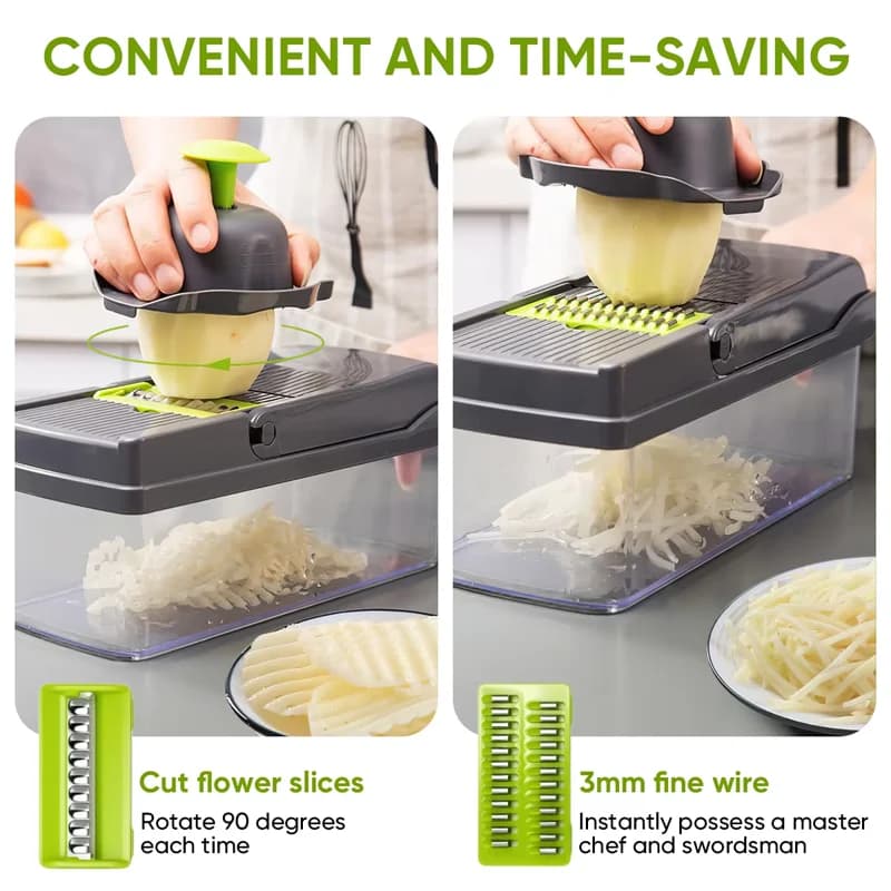 14/16 PcsSet Vegetable Chopper Onion Chopper Handle Food Grate Food Chopper Kitchen Vegetable Slicer Dicer Cut Potato Shredder - 3