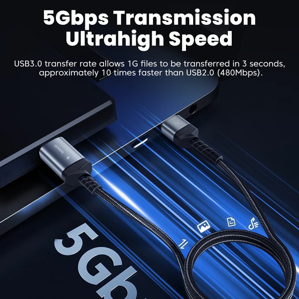 كابل Toocki USB 3.0 ذكر إلى أنثى، تمديد عالي السرعة 5 جيجابت/ثانية، سلك بيانات من سبائك الألومنيوم للكمبيوتر والتلفزيون والأجهزة المحمولة - 3
