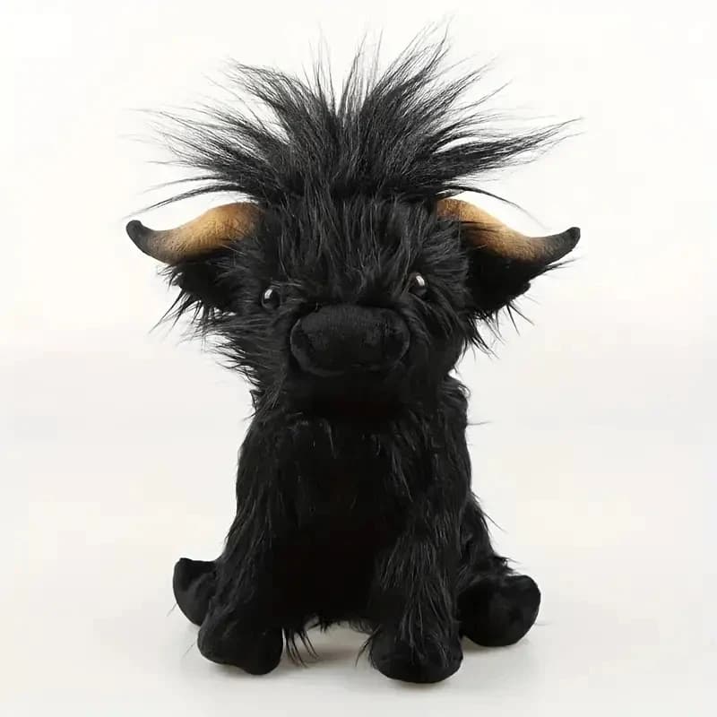 30cm Simulation Kyloe Cream Highland Cow Animal Plush Doll Soft Stuffed Highland Cow Cattlle Plushie Gift for Kids Boys Girls - 5