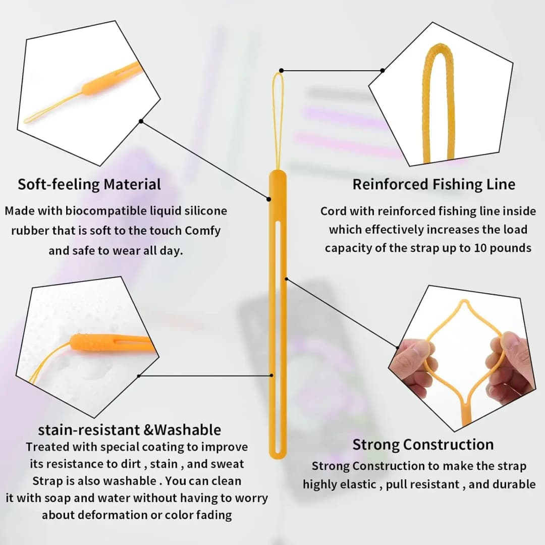 5/1PCS Silicone Wrist Straps Phone Strap Portable Hand Wrist Lanyard Chain ID Card Keys Cord Keychain for Samsung Xiaomi Huawei - 3