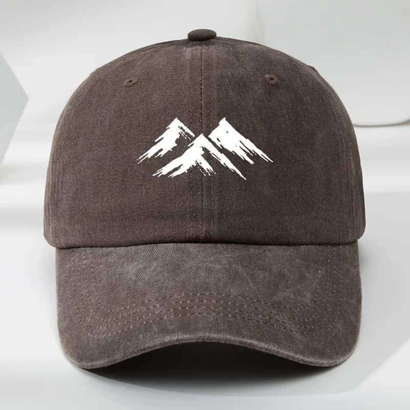 Interesting baseball cap, mountain print, outdoor men's casual sports, breathable duckbill cap, washed retro sun hat - 5