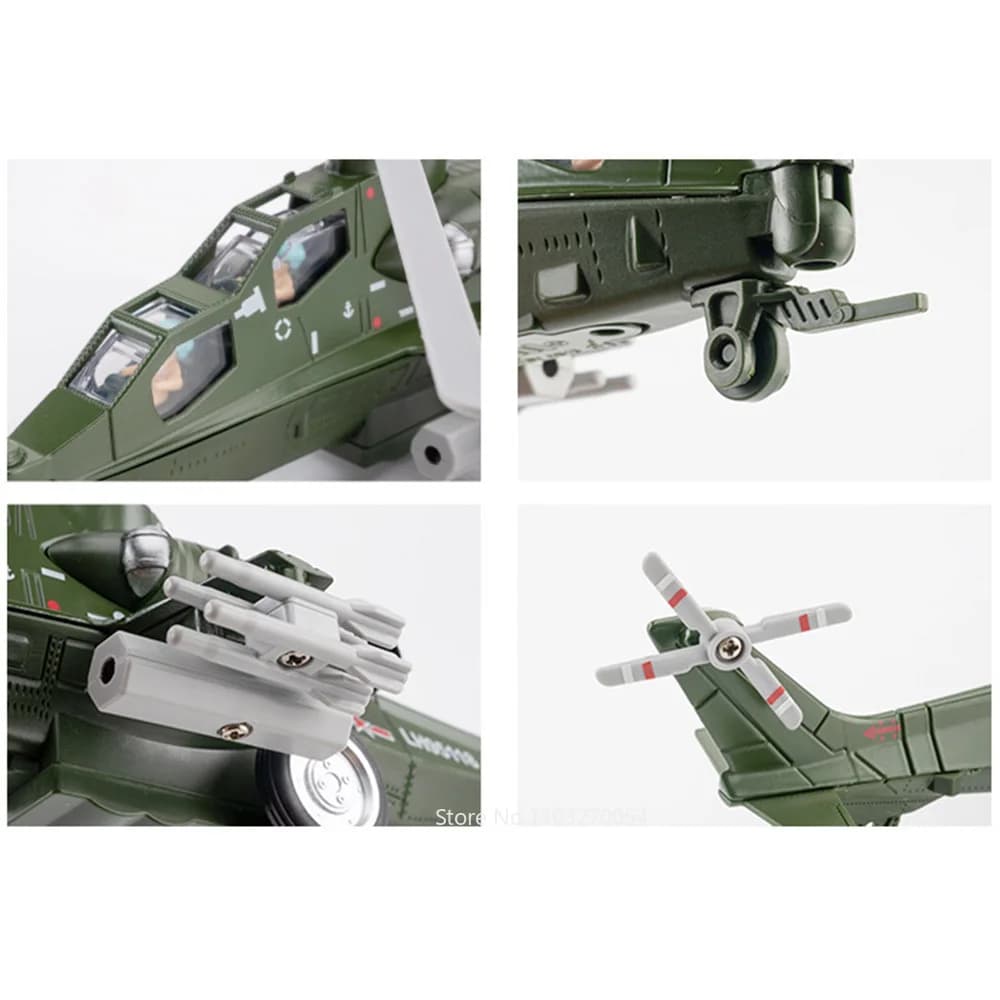 نماذج طائرات CAIC Z-10 بطول 25 سم لعبة سبائك مصبوبة مقاتلة جسم معدني صوت وإضاءة سحب للخلف طائرات تجميع هدايا أعياد ميلاد - 5