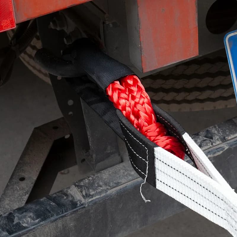 Synthetic Fiber Soft Shackle for Vehicle Recovery Off Road Towing Ropes Car Trailer Pull Rope with Protective Sleeve 38000 Lbs - 4