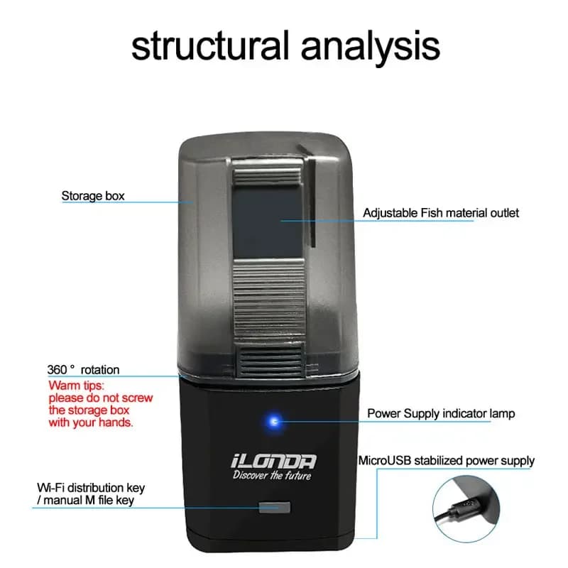 مغذي تلقائي لحوض أسماك مع توقيت/واي فاي لاسلكي تطبيق هاتف ذكي سماعة ذكية تحكم صوتي عن بعد لتغذية الأسماك - 4