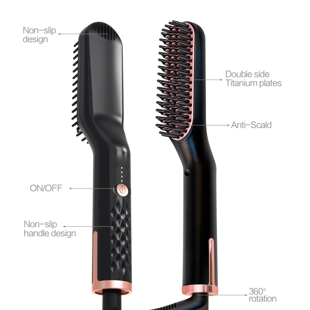 Men's Electric Beard Straightener Negative Ion Hair Straightening Brush Hair Straightener Wet & Dry Quick Styler - 6