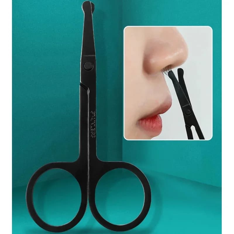 ماكينة تشذيب شعر الأنف برأس دائري أسود - من الفولاذ المقاوم للصدأ، تصميم آمن للرجال والنساء - 3