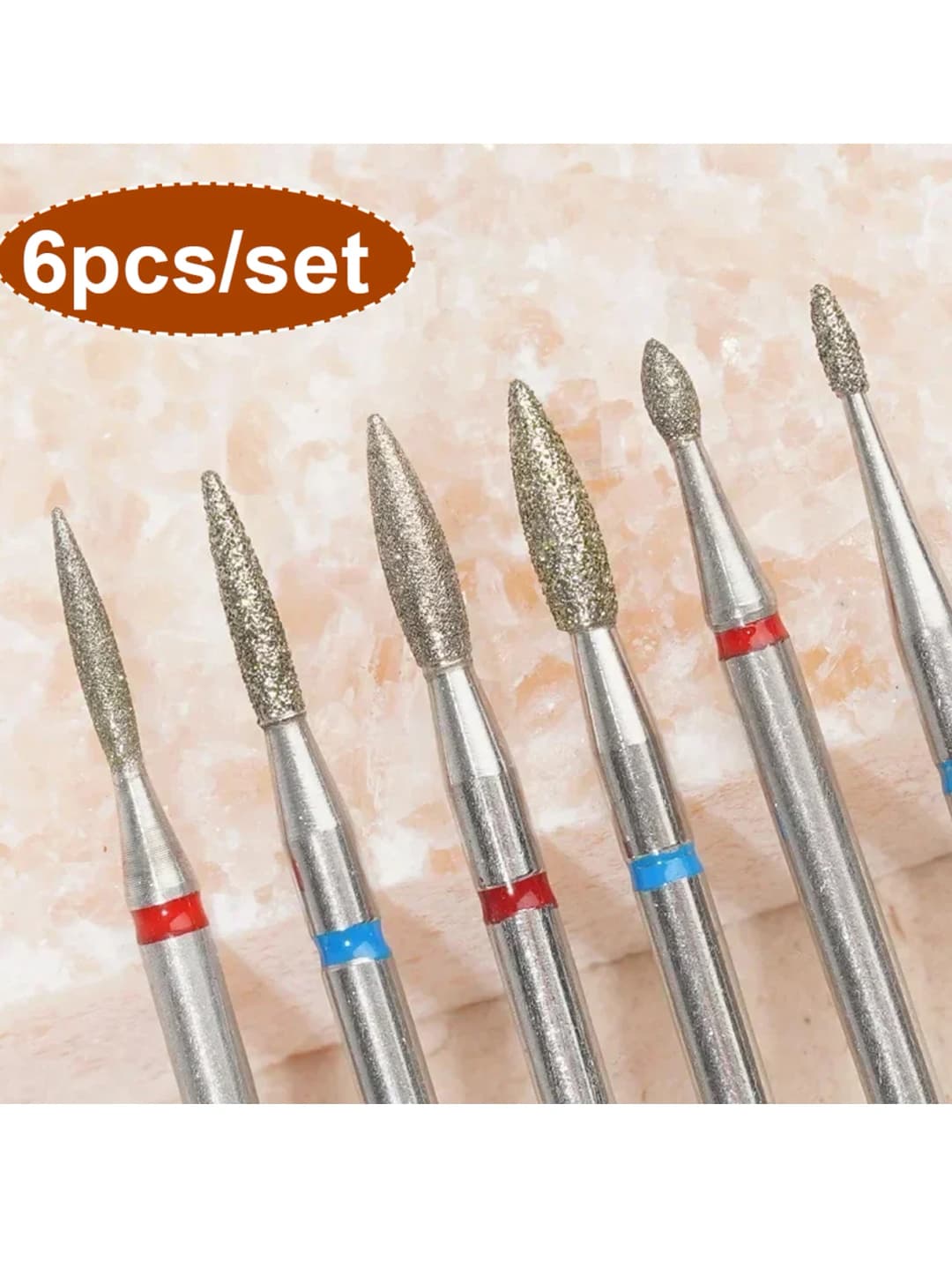 6Pcs Diamond Nail Drill Bits Carbide Conical Micro Cuticle Remover Bit for Under Nail Dead Skin Cleaning Cuticle Remove Nail Art - 2