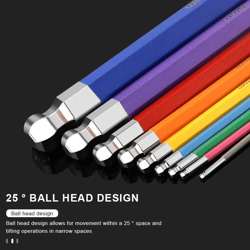 9 قطعة دراجة الداخلية سداسية وجع S2 CR-V الصلب الملونة شقة الكرة افتتاح وجع الدراجة عرافة مفتاح مجموعة 1.5/2/2.5/3/4/5/6/8/10 مللي متر - 4