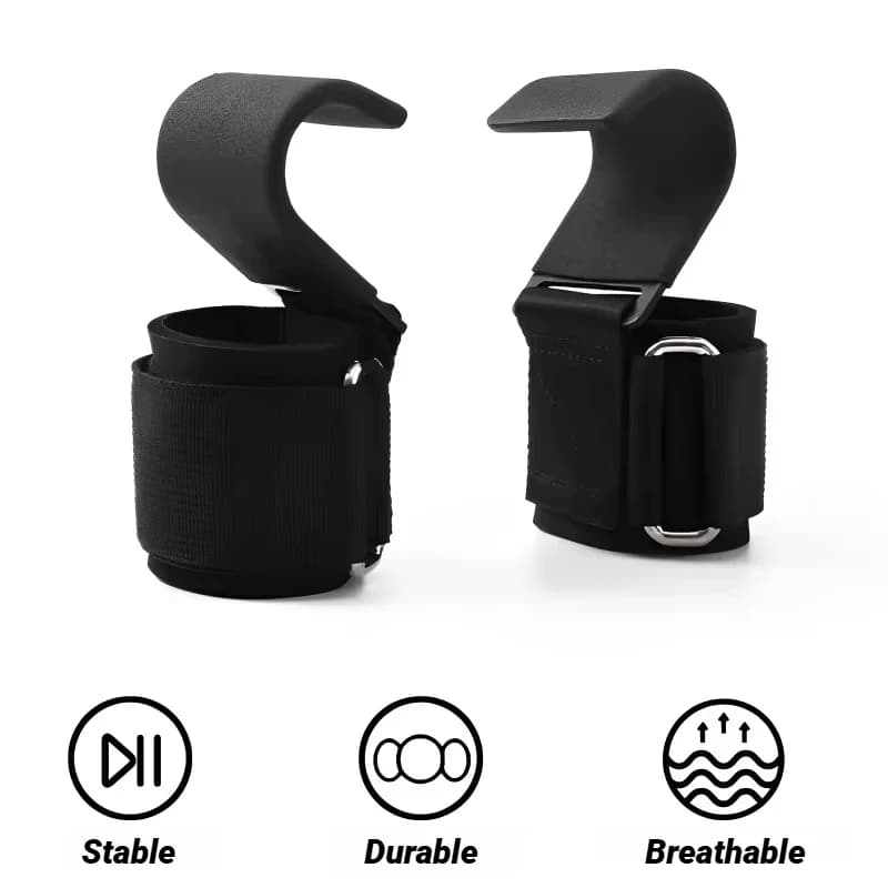 2Pcs Non-Slip Weight Lifting Hookspremium Pair Of Straps Weightlifting Deadlift Chin Pull Up And Exercise Fitness Hook Training - 5