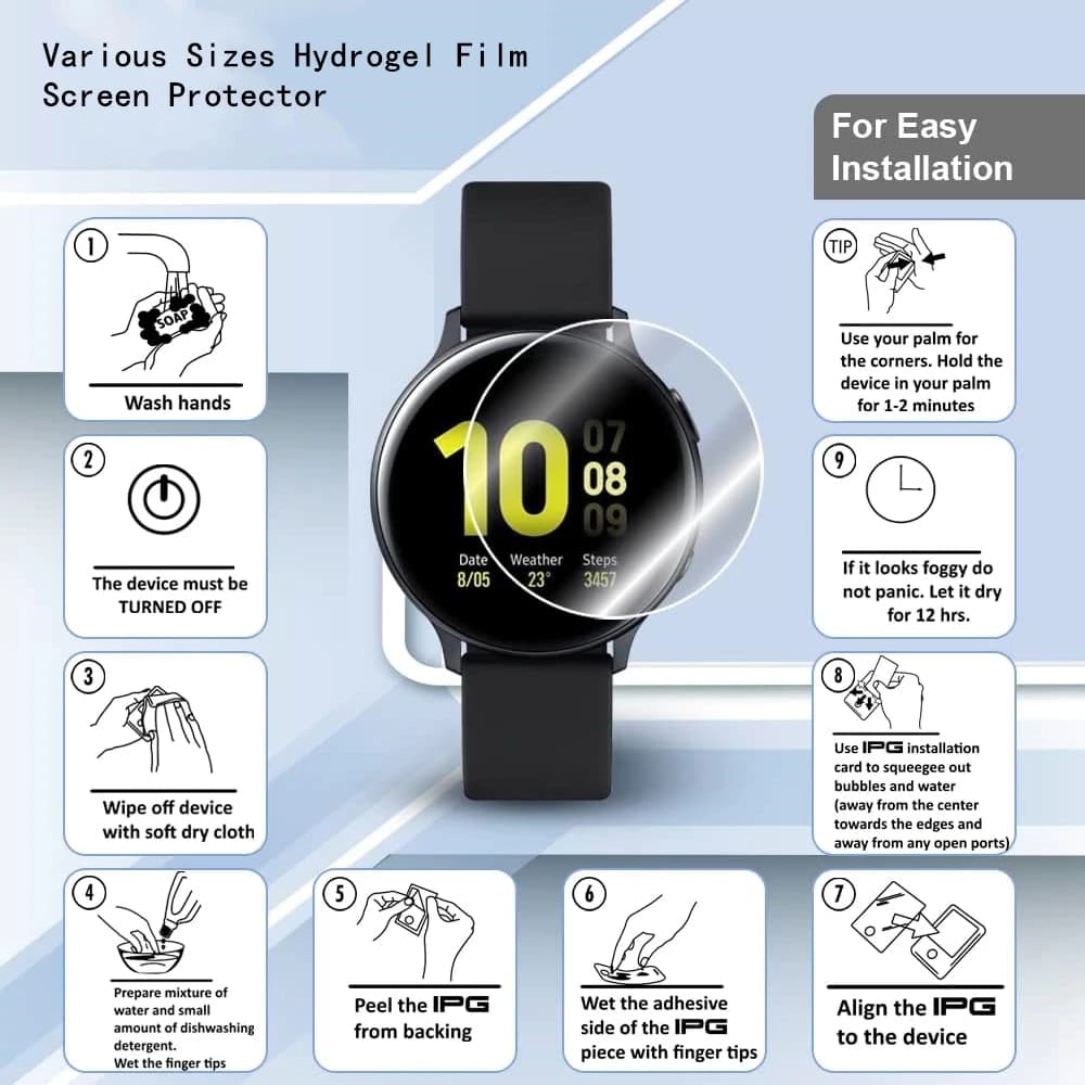5 قطع واقي شاشة هيدروجيل بأحجام مختلفة 22-32 مم لساعات Samsung Fossil الدائرية - 2