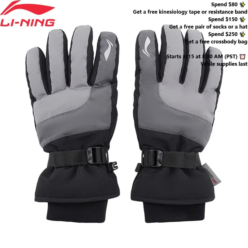 Li-Ning Unisex Sports Style Gloves Fleece Winter Polyester Touchscreen LiNing Windproof Thermal Gloves ASGV015