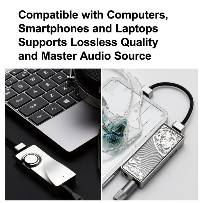 مضخم سماعات الرأس MOONDROP MOONRIVER 3 بدقة 32Bit/384kHz وفك ترميز PCM مع كابل Type-C قابل للفصل ومخارج 3.5mm+4.4mm - 5