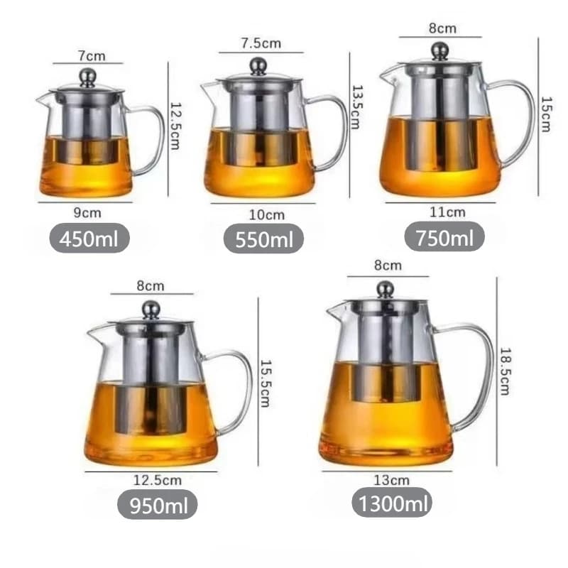 Heat-Resistant Borosilicate Glass Teapot with Removable Stainless Steel Infuser – Clear Tea Kettle for Kung Fu Tea Brewing Set - 6