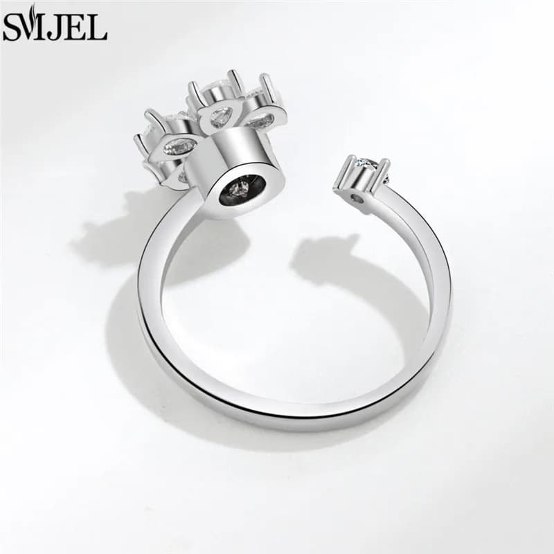 خواتم حيوانات دوارة فاخرة للنساء، خاتم تململ مع زهور وقلب ويعسوب، مجوهرات زفاف لمكافحة الإجهاد - 3