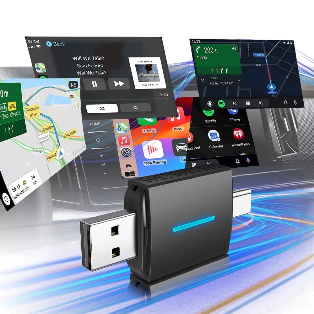 LEXXSON Wireless CarPlay Android Auto 2IN1 Wireless Adapter Smart Mini Box Plug And Play WiFi Fast Connect Universal Car Dongle - 2