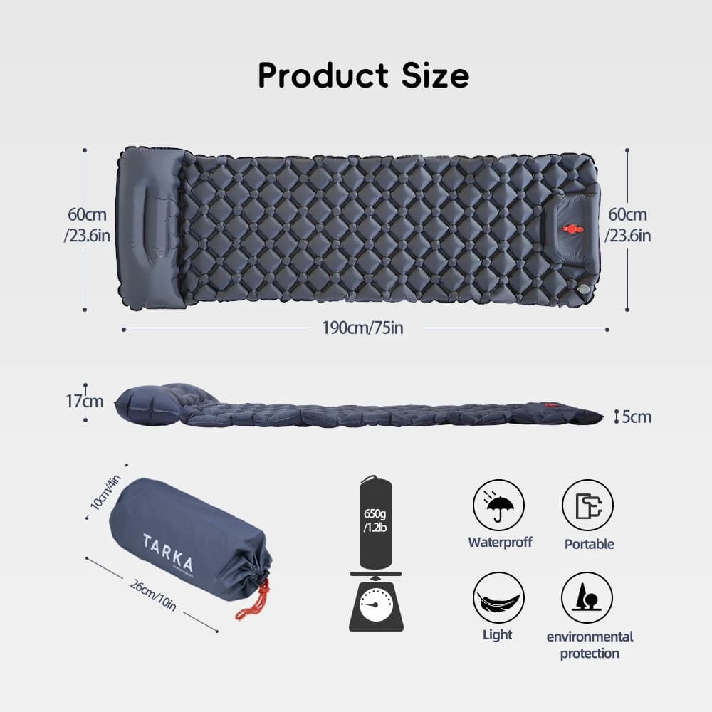 TARKA Inflatable Camping Mats Air Mattress With Pillow Outdoor Tourist Sleeping Pad Self-Inflating Mattress For Hiking Climbing - 2