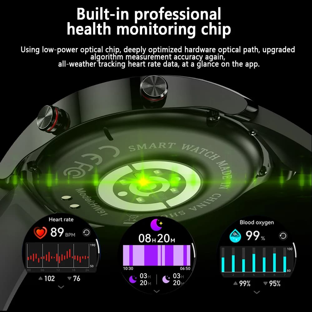 ساعة ذكية رجالية جديدة بشاشة لمس كاملة 1.53 بوصة - وضع رياضي متعدد، ECG + PPG، مقاومة للماء، مكالمات بلوتوث - 5