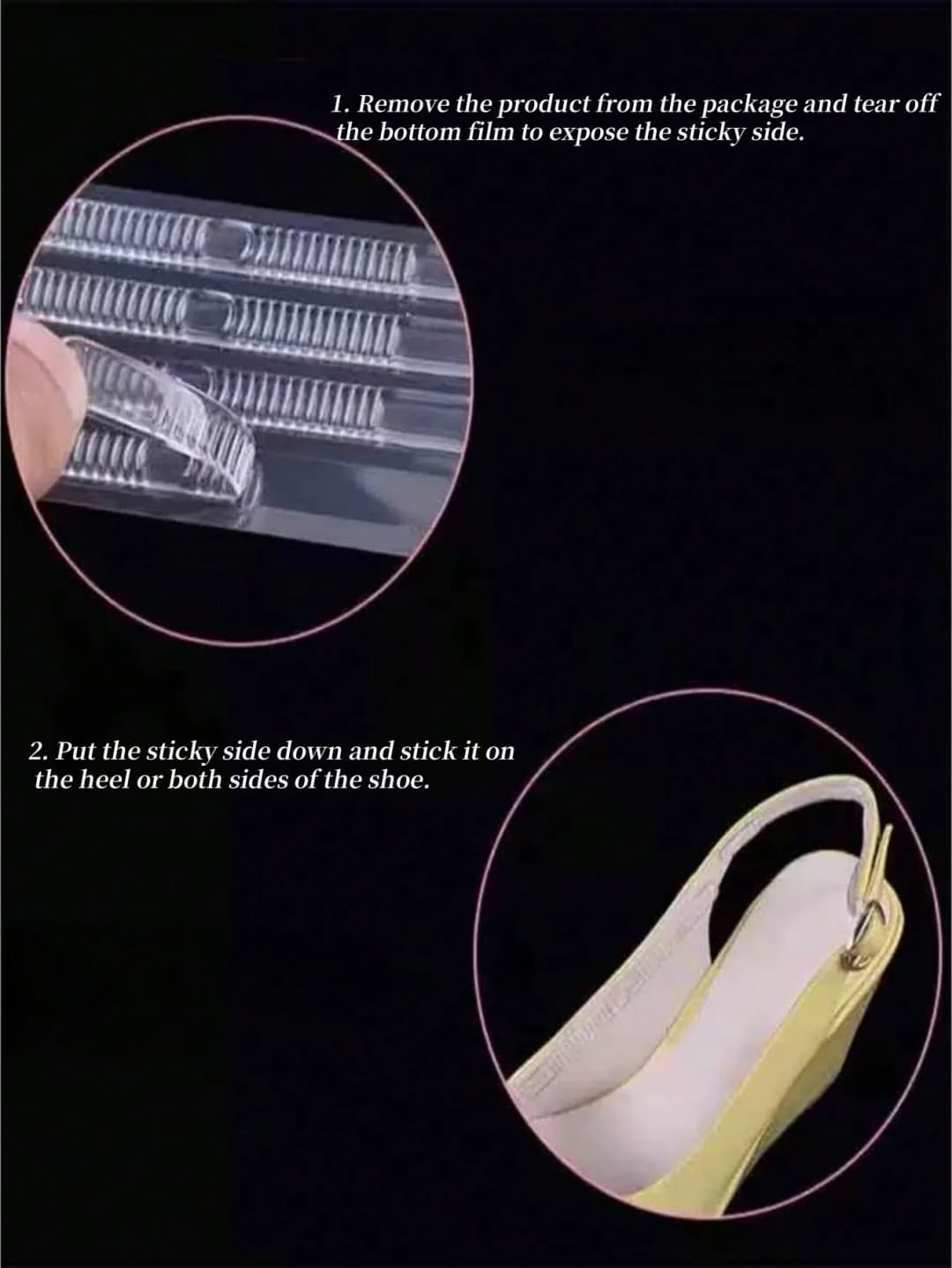 4Pcs Silicone Heel Stickers Heel Grips for Women Men Anti Slip Heel Cushions Non-Slip Inserts Pads Foot Heel Care Protector - 3